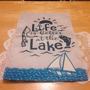 Life is Better at the Lake garden flag, nwot